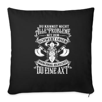 Wikinger Viking Germane Papa Vater Geschenk Odin - Sofakissenbezug 45 x 45 cm - Schwarz - Vorne