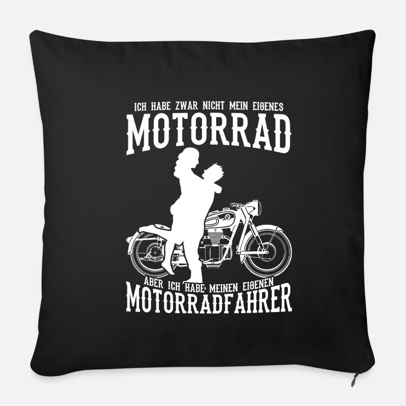 Ich habe zwar nicht mein eigenes Motorrad Bikerin - Sofakissenbezug 45 x 45 cm - Schwarz