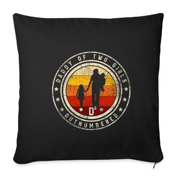 Père en infériorité numérique par fille papa papa - Housse de coussin décorative 45 x 45 cm - noir - Devant