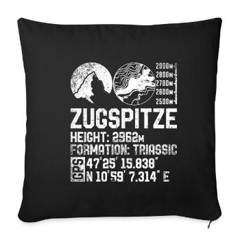 Zugspitze 2962 m Höchster Berg Deutschlands - Sofakissenbezug 45 x 45 cm - Schwarz - Vorne