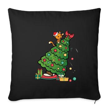 Cat Christmas Tree - Christmas Kitten - Sofa pillowcase 17,3'' x 17,3'' (45 x 45 cm) - black - Front