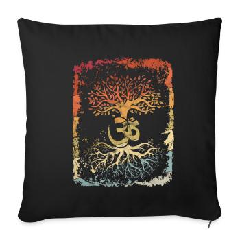 Tree of Life Yoga Om Shirt Celtic Yoga - Sofa pillowcase 17,3'' x 17,3'' (45 x 45 cm) - black - Front