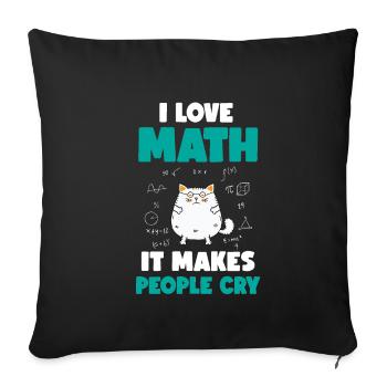 J'aime le chat mathématique - citation mathématique drôle - Housse de coussin décorative 45 x 45 cm - noir - Devant