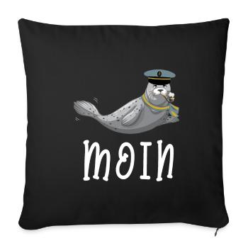 North Sea seal Moin saying - Sylt Kiel seal - Sofa pillowcase 17,3'' x 17,3'' (45 x 45 cm) - black - Front