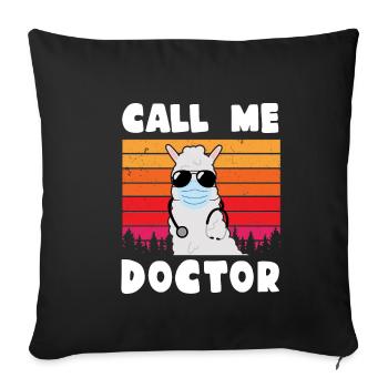 Doctors Alpaca Lama Call me Doctor Funny Medicine - Sofa pillowcase 17,3'' x 17,3'' (45 x 45 cm) - black - Front