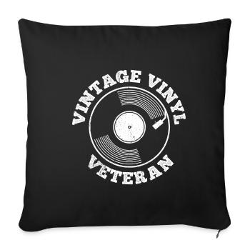 Vintage Vinyl Veteran Record Record Player - Sofa pillowcase 17,3'' x 17,3'' (45 x 45 cm) - black - Front