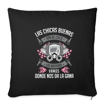 Chica Motera Motociclista Regalo Motorista Mujeres - Sofa pillowcase 17,3'' x 17,3'' (45 x 45 cm) - black - Front