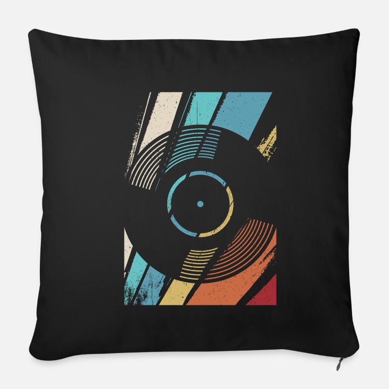 Schallplatte Retro Vintage - Sofakissenbezug 45 x 45 cm - Schwarz