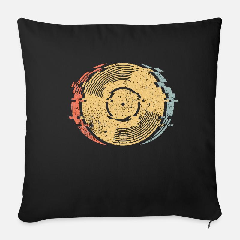 Vinyle Vinyl Retro Vintage DJ - Housse de coussin décorative 45 x 45 cm - noir
