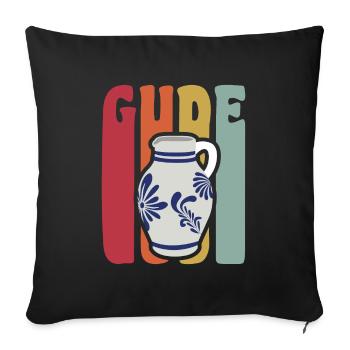 vintage retro Gude Bembel Apfelwein Spruch - Sofakissenbezug 45 x 45 cm - Schwarz - Vorne