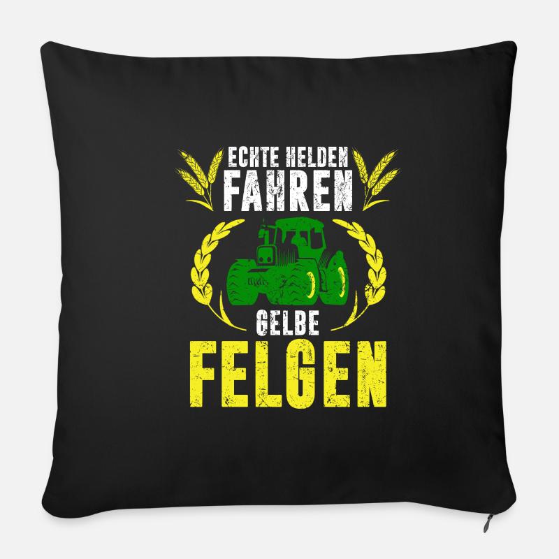 Traktor Echte Helden fahren Gelbe Felgen Geschenk - Sofakissenbezug 45 x 45 cm - Schwarz
