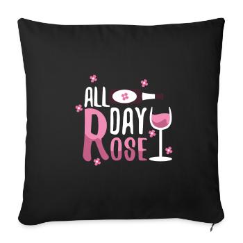 Rose all day - Housse de coussin décorative 45 x 45 cm - noir - Devant