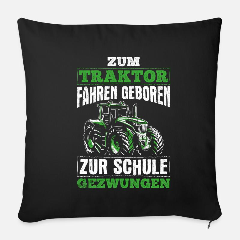 Traktor Trecker Landwort Bauer Traktor Fahren - Sofakissenbezug 45 x 45 cm - Schwarz