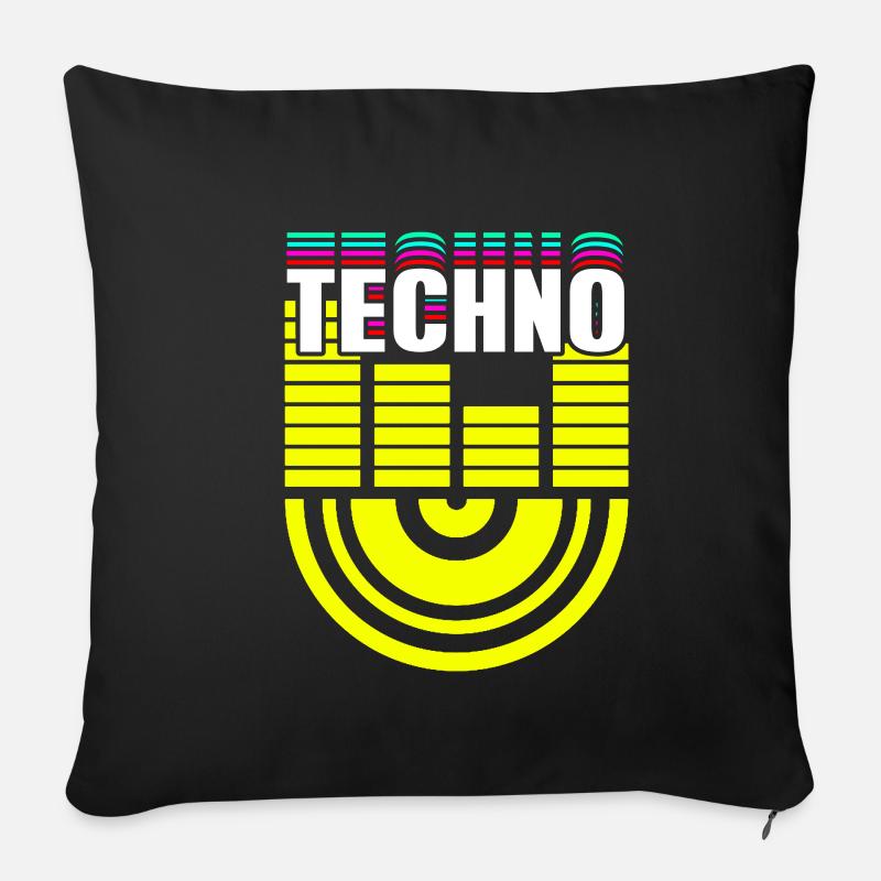 Techno - Sofakissenbezug 45 x 45 cm - Schwarz