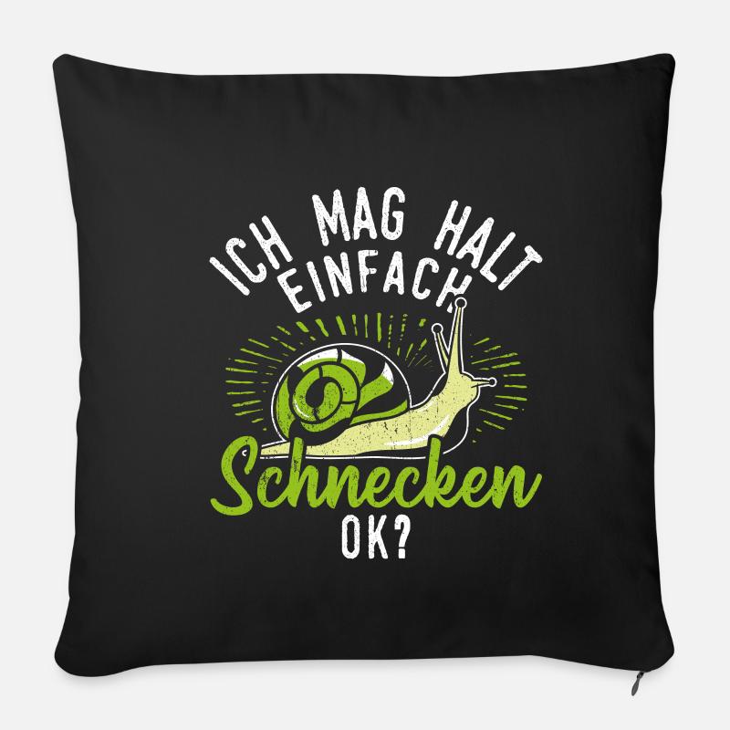 Schnecke Schnecken - Ich mag halt einfach Schnecke - Sofakissenbezug 45 x 45 cm - Schwarz