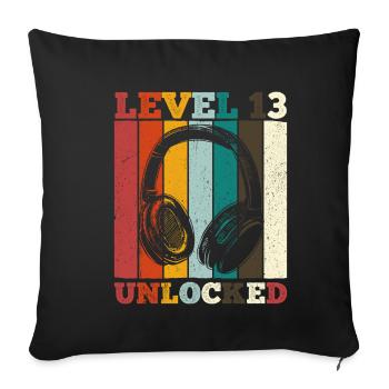 13.Geburtstag Jungen Video Gamer Level 13 Unlocked - Sofakissenbezug 45 x 45 cm - Schwarz - Vorne