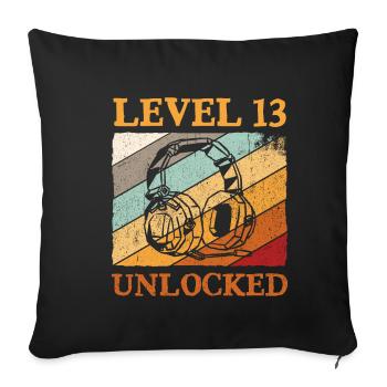 13.Geburtstag Jungen Video Gamer Level 13 Unlocked - Sofakissenbezug 45 x 45 cm - Schwarz - Vorne
