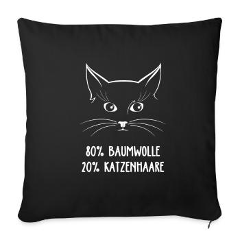 Katze Lustiger Spruch 80% Baumwolle 20% Katzenhaar - Sofakissenbezug 45 x 45 cm - Schwarz - Vorne