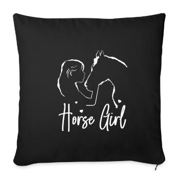 Horse & Rider Horse Girl Riding Gift - Housse de coussin décorative 45 x 45 cm - noir - Devant