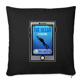 The ocean is calling and i must go - Sofa pillowcase 17,3'' x 17,3'' (45 x 45 cm) - black - Front