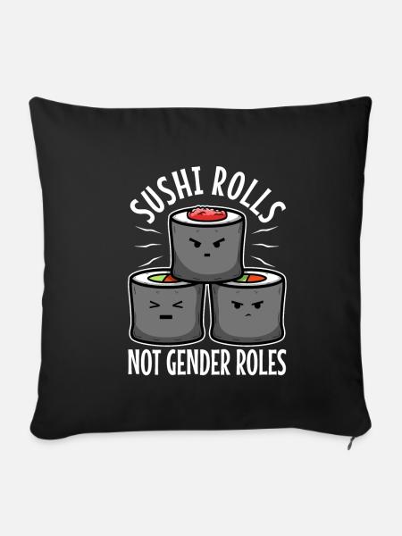 Sushi rolls not gender roles - Sofakissenbezug 45 x 45 cm - Schwarz