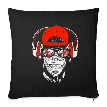 Monkey DJ mit Kopfhörer & Sonnenbrille Geschenkide - Sofakissenbezug 45 x 45 cm - Schwarz - Vorne