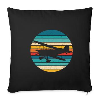 Airplane Retro Pilot Gift Flying Aviation - Sofa pillowcase 17,3'' x 17,3'' (45 x 45 cm) - black - Front