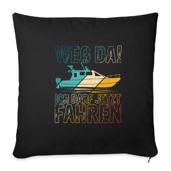 Motorboot Boot Fahren Sportboot Führerschein Gesch - Sofakissenbezug 45 x 45 cm - Schwarz - Vorne
