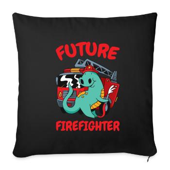Futur pompier pour enfants Volontaire - Housse de coussin décorative 45 x 45 cm - noir - Devant