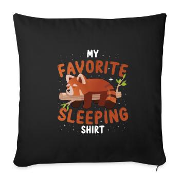 Chemise de couchage Panda Rouge Chemise de nuit Pyjama Cadeau - Housse de coussin décorative 45 x 45 cm - noir - Devant