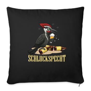 Schluckspecht Bier Alkohol Saufen Party Feiern - Sofakissenbezug 45 x 45 cm - Schwarz - Vorne