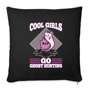 Cool girls go ghost hunting - Sofa pillowcase 17,3'' x 17,3'' (45 x 45 cm) - black - Front