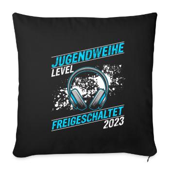Jugendweihe 202 3Gaming Junge Design Firmung Konfi - Sofakissenbezug 45 x 45 cm - Schwarz - Vorne