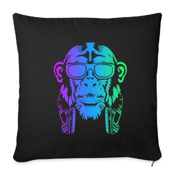 Affe DJ mit Kopfhörer und Sonnenbrille Geschenk Pa - Sofakissenbezug 45 x 45 cm - Schwarz - Vorne