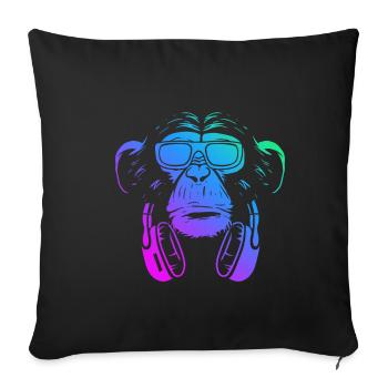 Affe DJ mit Kopfhörer und Sonnenbrille Geschenk Pa - Sofakissenbezug 45 x 45 cm - Schwarz - Vorne