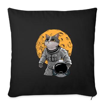 Cat Astronaute Espace cadeau Espace Chat - Housse de coussin décorative 45 x 45 cm - noir - Devant