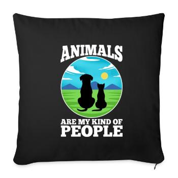 Animals are my kind of people - Sofa pillowcase 17,3'' x 17,3'' (45 x 45 cm) - black - Front