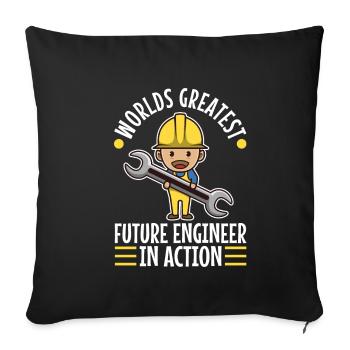 World greatest future engineer in action - Sofa pillowcase 17,3'' x 17,3'' (45 x 45 cm) - black - Front