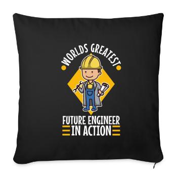 World greatest future engineer in action - Sofa pillowcase 17,3'' x 17,3'' (45 x 45 cm) - black - Front