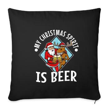 Mon de Noël est la bière - Housse de coussin décorative 45 x 45 cm - noir - Devant