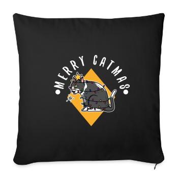 Merry catmas - Sofa pillowcase 17,3'' x 17,3'' (45 x 45 cm) - black - Front