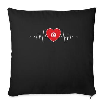 Tunisie Heartbeat Drapeau tunisien Tunisien - Housse de coussin décorative 45 x 45 cm - noir - Devant
