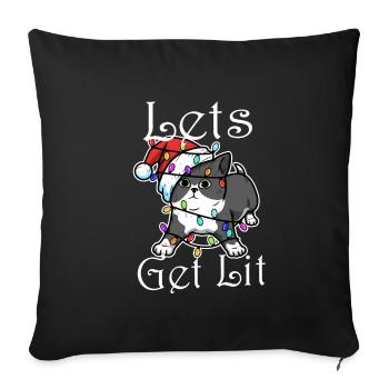 Lets get lit christmas - Sofakissenbezug 45 x 45 cm - Schwarz - Vorne