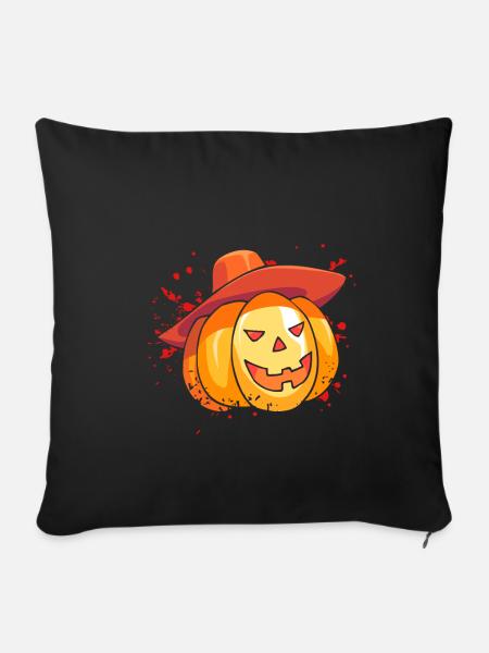 Halloween Kürbis Vogelscheuche - Sofakissenbezug 45 x 45 cm - Schwarz