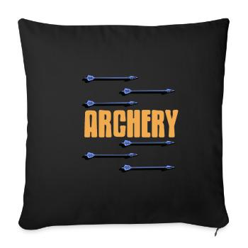 Tir à l’arc avec arc et flèches - Housse de coussin décorative 45 x 45 cm - noir - Devant