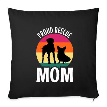 Fière maman de sauvetage - Housse de coussin décorative 45 x 45 cm - noir - Devant