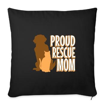 Proud rescue mom - Sofakissenbezug 45 x 45 cm - Schwarz - Vorne