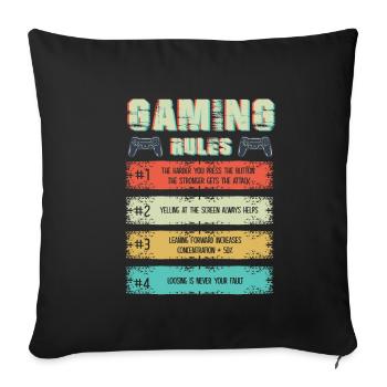 Gamer Logic Gaming Cadeau Jeux vidéo Gamer - Housse de coussin décorative 45 x 45 cm - noir - Devant