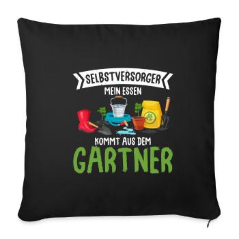 Selbstversorger Mein Essen Kommt Aus Dem Garten - - Sofakissenbezug 45 x 45 cm - Schwarz - Vorne