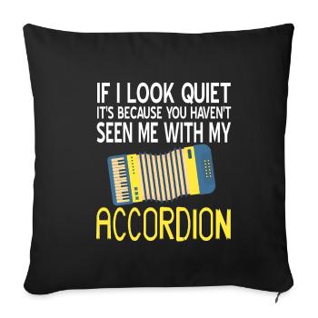 If i look quiet its seen me with my Accordion - Sofa pillowcase 17,3'' x 17,3'' (45 x 45 cm) - black - Front
